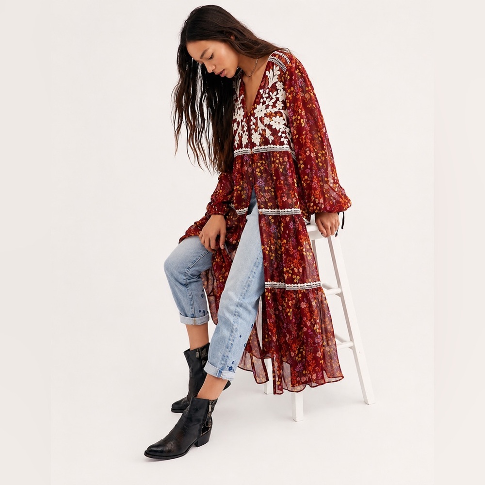 Free People Call On Me Embroidered Maxi Top/dress